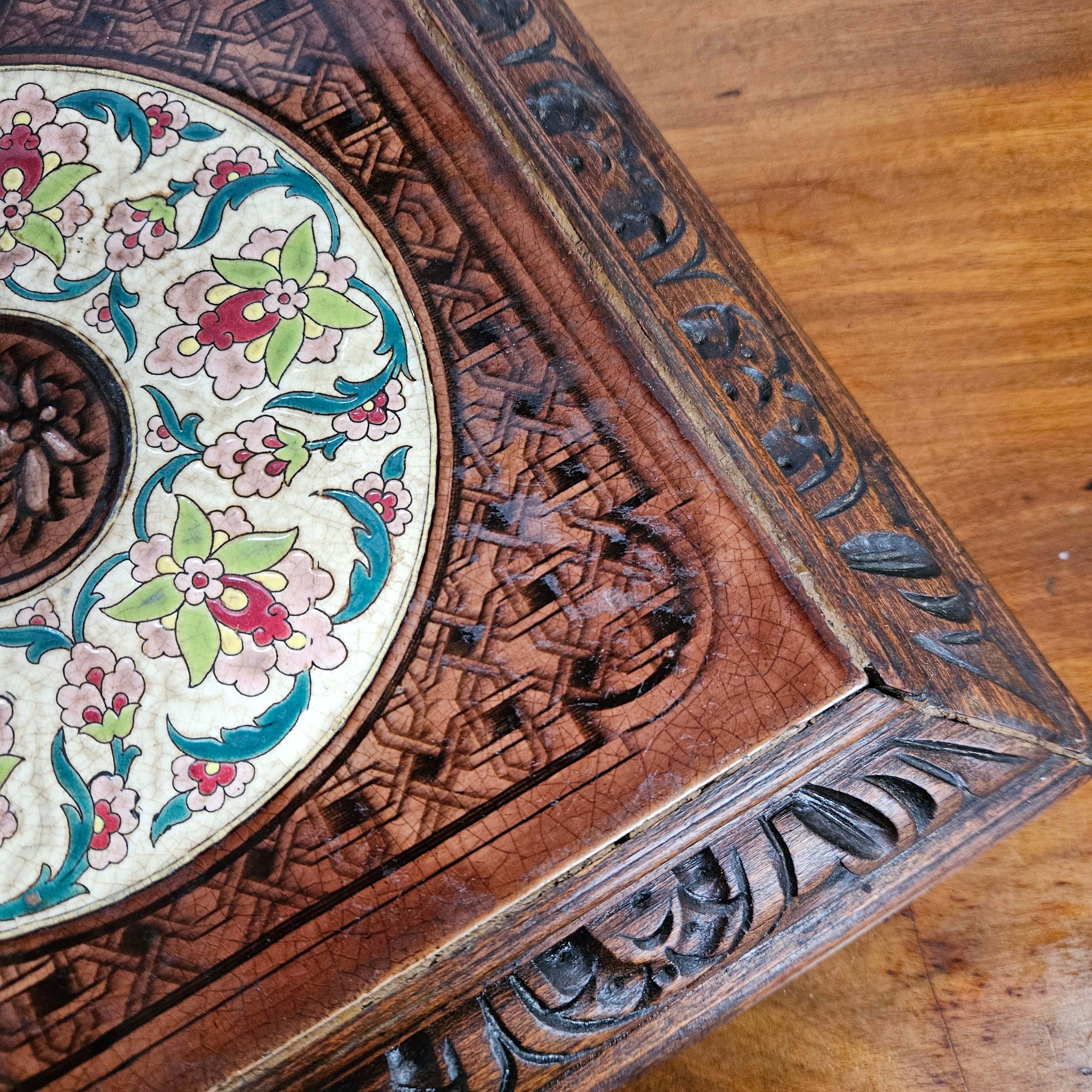 Antique French Tiled Top & Wooden Base Trivet/Teapot Stand | Antique & Vintage | Moonee Ponds Antiques | Australia Wide Delivery