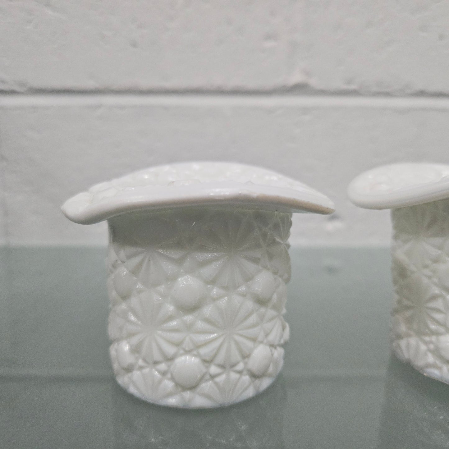 Pair of Fenton Milk Glass Top Hats