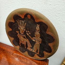 Vintage Egyptian Inlaid Metal Plaque