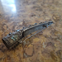 Antique Silver Filigree Chinese Finger Guard Brooch | Antique & Vintage | Moonee Ponds Antiques | Australia Wide Delivery