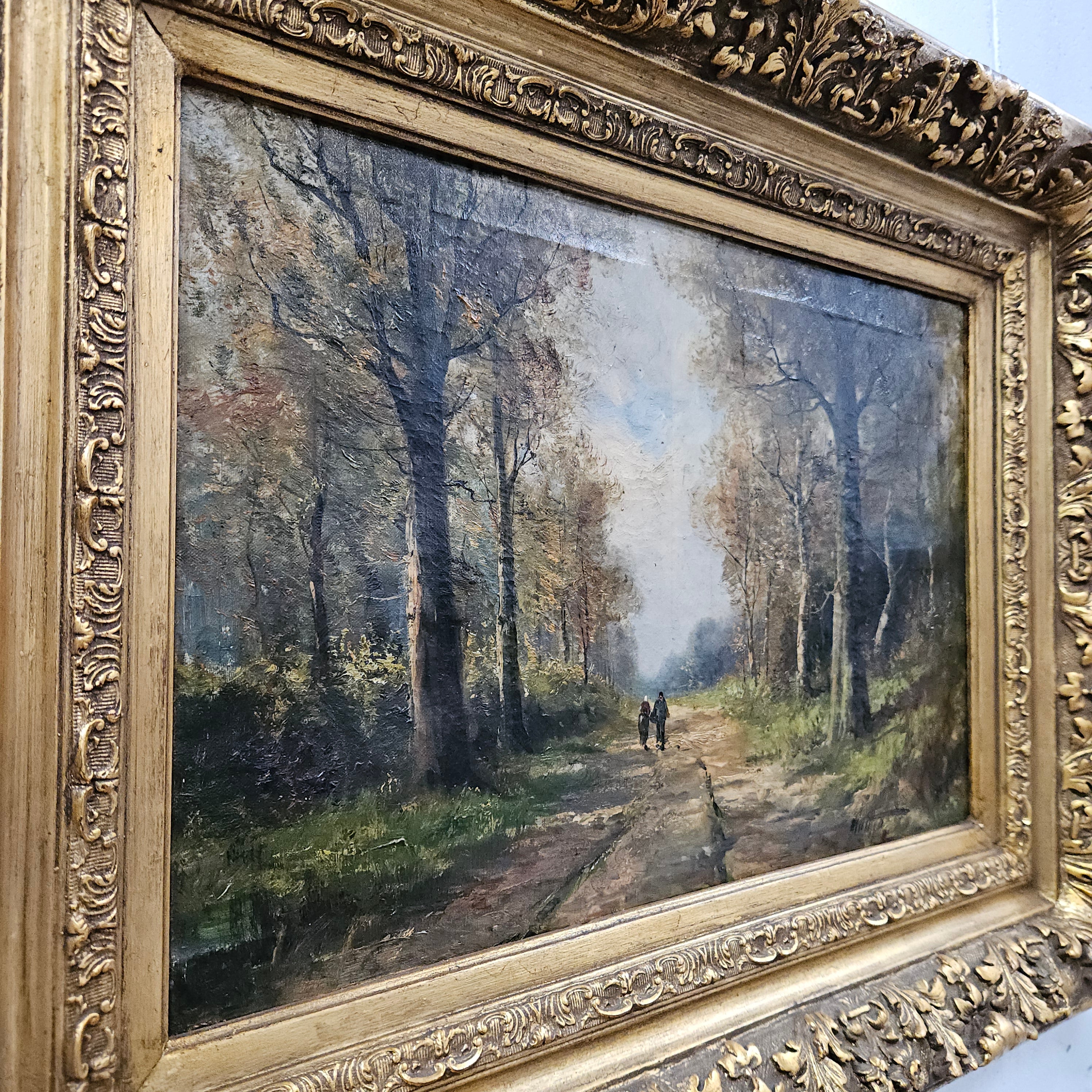 Oil on Canvas Forest Landscape in Ornate Gilt Frame | Antique & Vintage | Moonee Ponds Antiques | Australia Wide Delivery