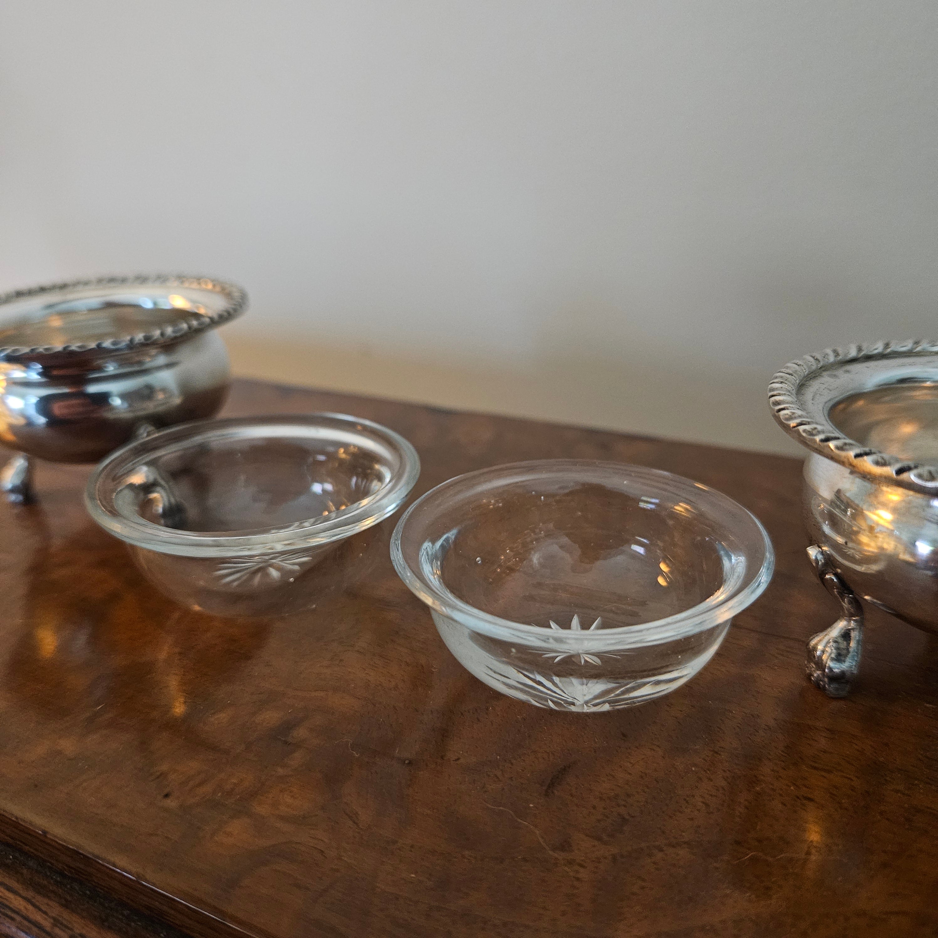 Pair of Vintage Silver & Glass Salts | Antique & Vintage | Moonee Ponds Antiques | Australia Wide Delivery