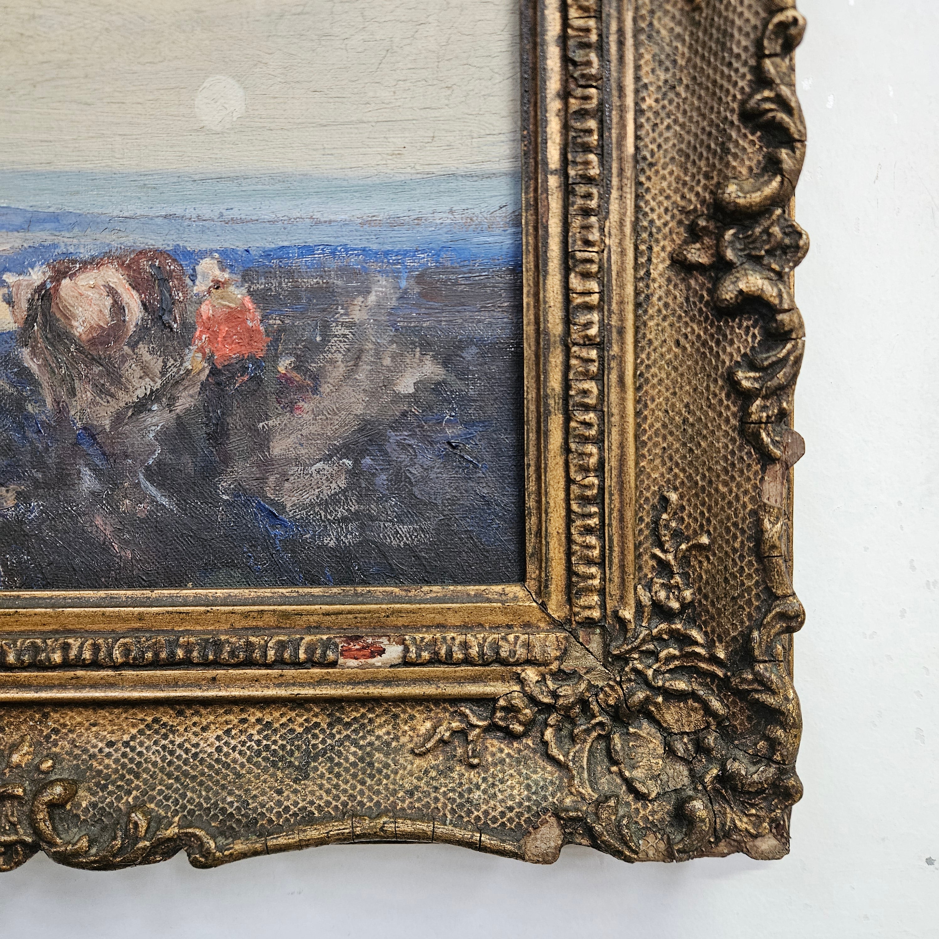Oil on board by John Banks 'Ploughing the Fields' | Antique & Vintage | Moonee Ponds Antiques | Australia Wide Delivery