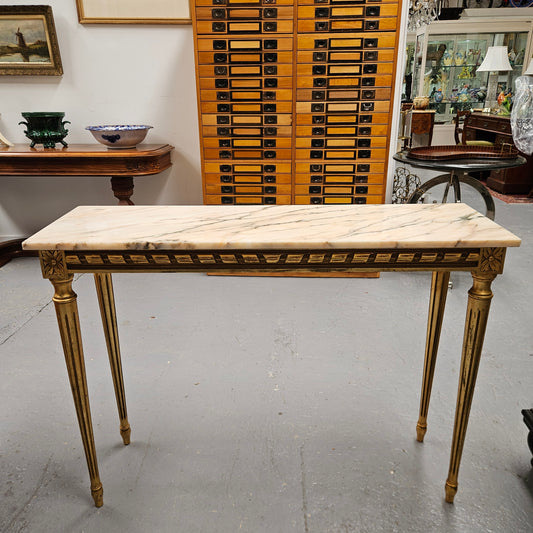 Louis XVI Style Gilt Console Table With Marble Top
