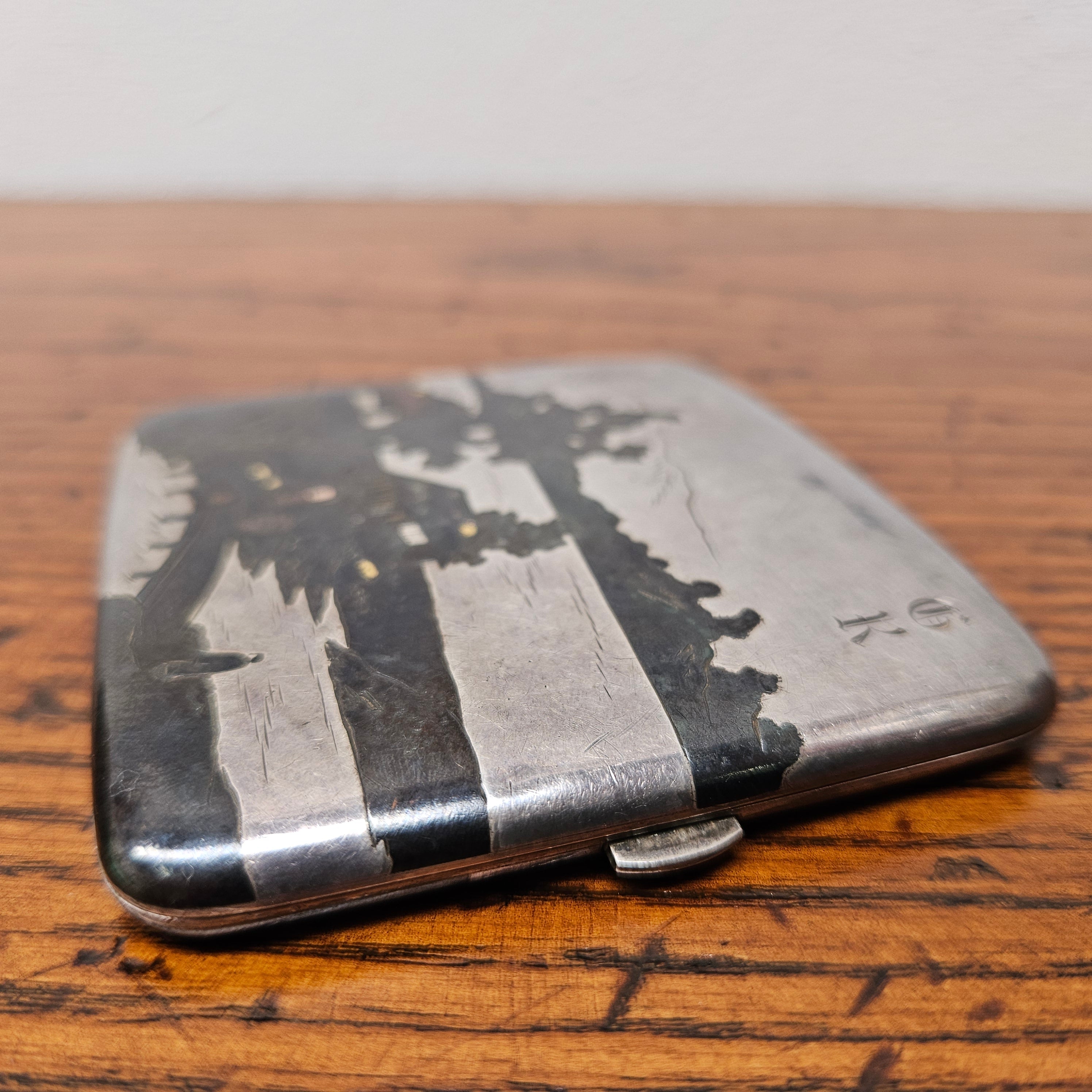 Antique Japanese Mixed Metal Engraved/Embossed Cigarette Case | Antique & Vintage | Moonee Ponds Antiques | Australia Wide Delivery