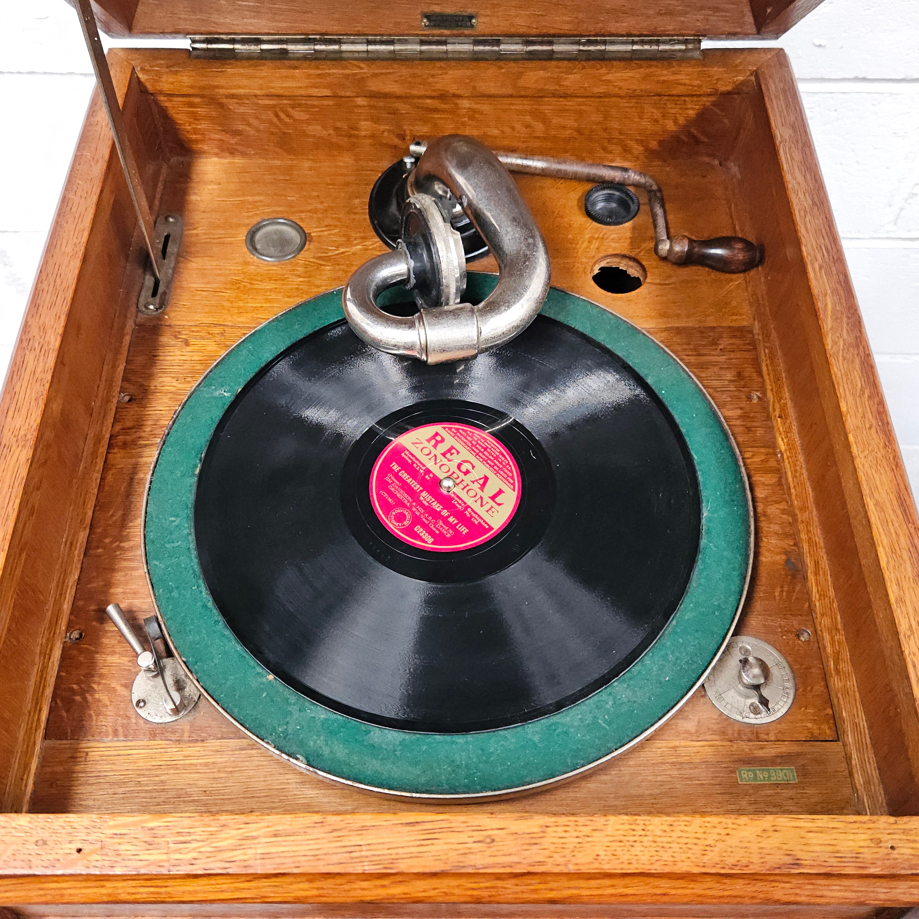 Vintage Oak Cased Gramophone