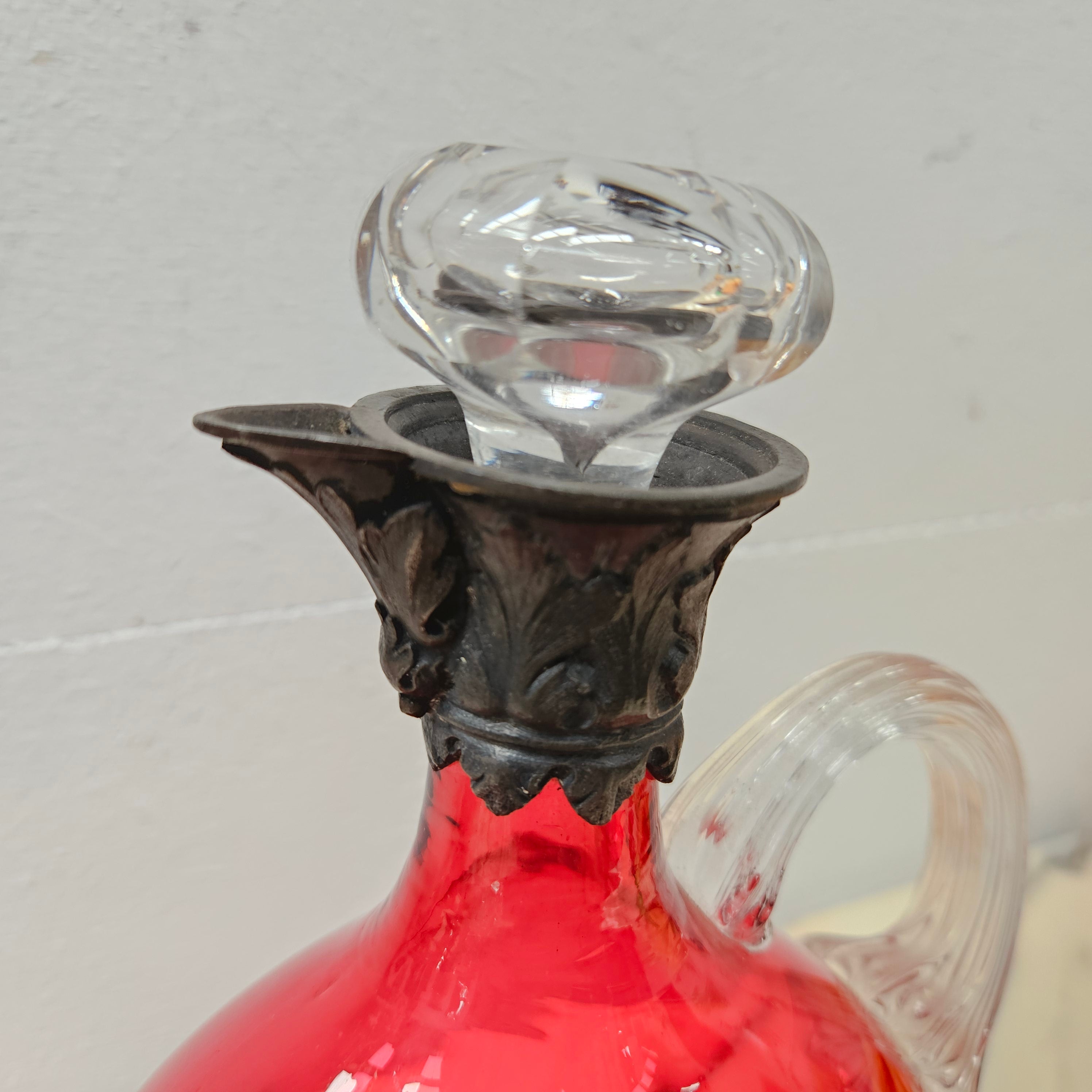 Victorian Cranberry Glass & Brittania Metal Claret Jug | Antique & Vintage | Moonee Ponds Antiques | Australia Wide