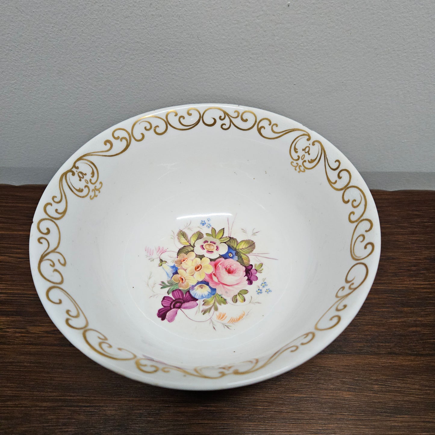 Large Hand Painted Early 19th Century Bowl A/F