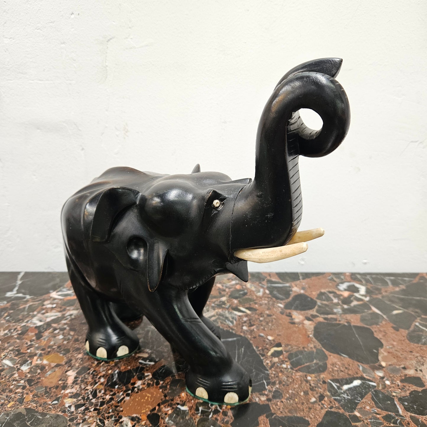 Vintage Ebony/Bone Elephant