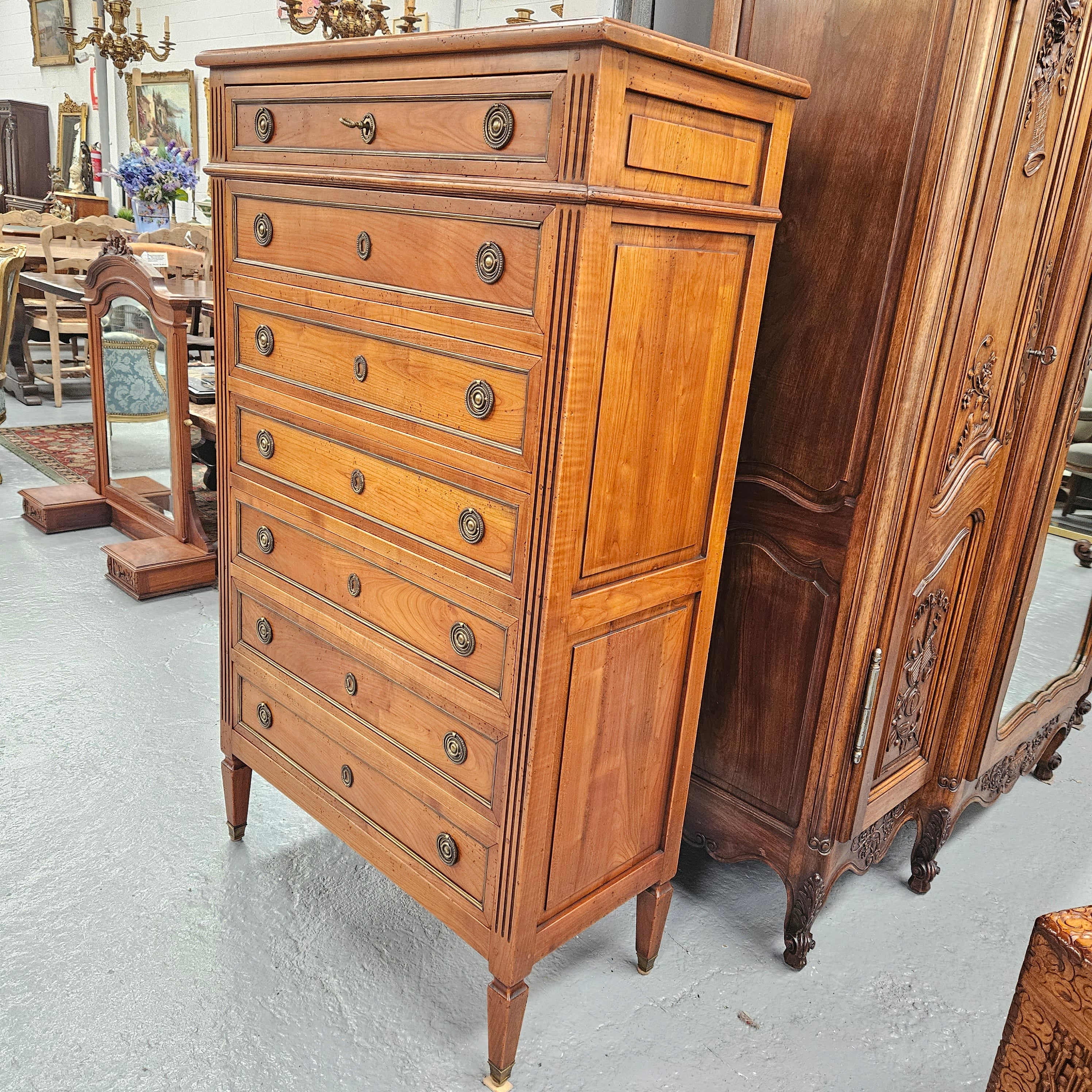 French Fruitwood Chest of Seven Drawers | Antique & Vintage | Moonee Ponds Antiques | Australia Wide Delivery