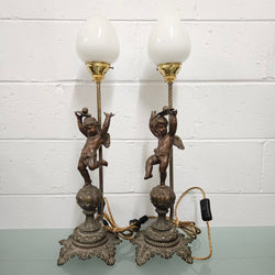 Antique Pair of Decorative Cherub Table Lamps | Antique & Vintage | Moonee Ponds Antiques | Australia Wide Delivery