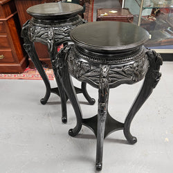 Pair Vintage Chinese Carved Ebonised Pedestals | Antique & Vintage | Moonee Ponds Antiques | Australia Wide Delivery