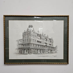 Lithograph by Keith Ross of Shamrock Hotel Bendigo | Antique & Vintage | Moonee Ponds Antiques | Australia Wide Delivery