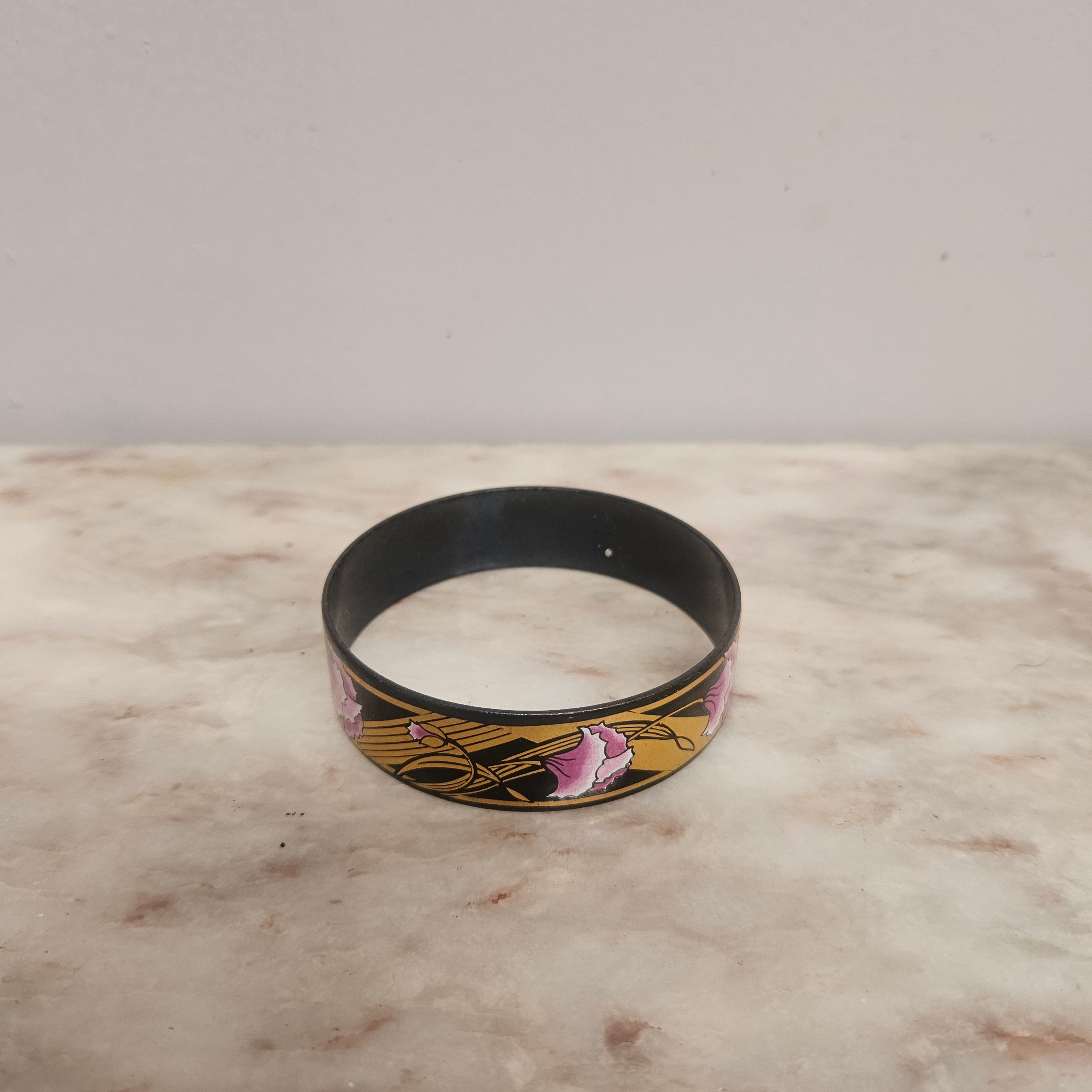 Vintage "Michaela Frey" Black Enamel Gold Tone Bangle / Bracelet | Antique & Vintage | Moonee Ponds Antiques | Australia Wide Delivery