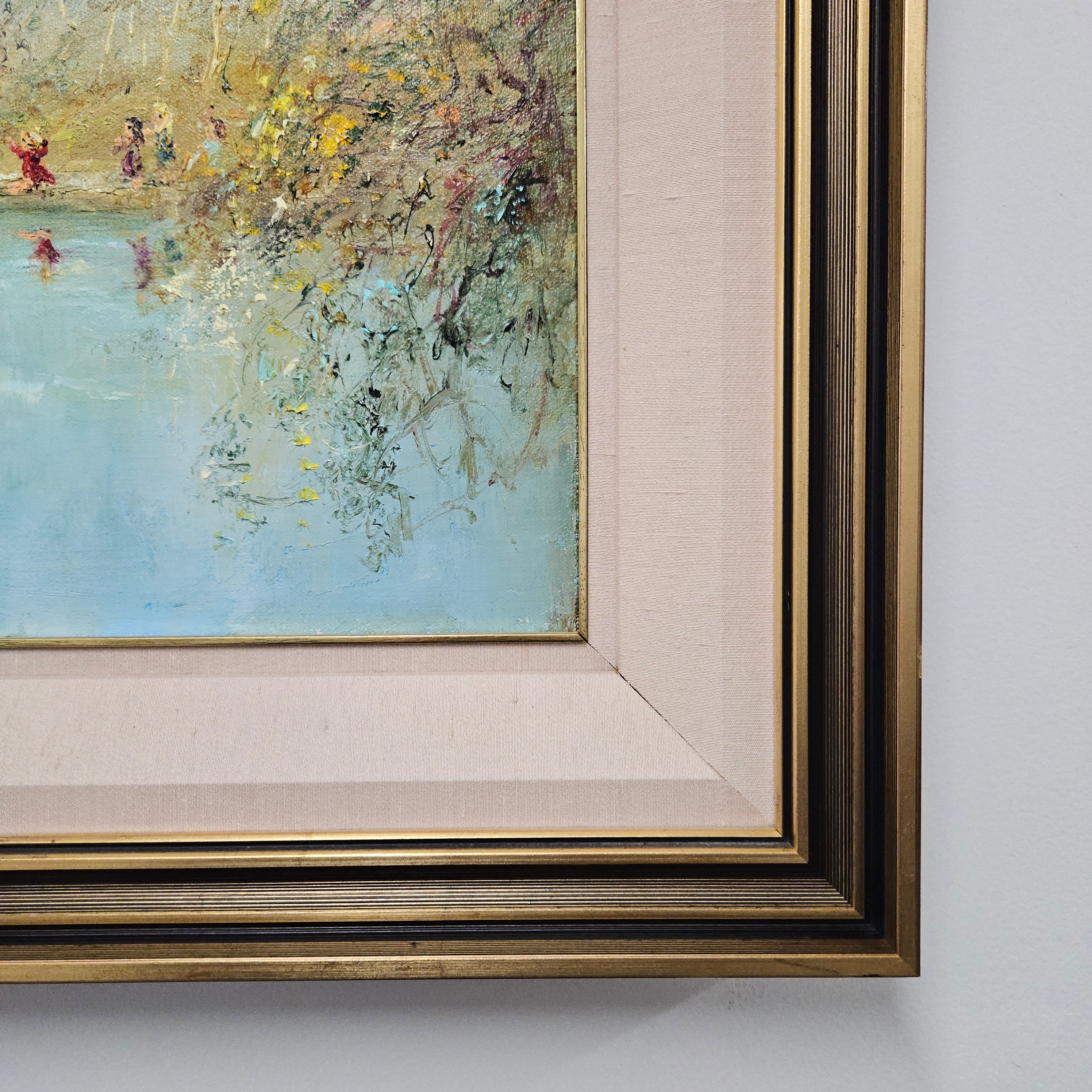 David Boyd Oil on Canvas "Children playing by the River with Birds" | Antique & Vintage | Moonee Ponds Antiques | Australia Wide Delivery
