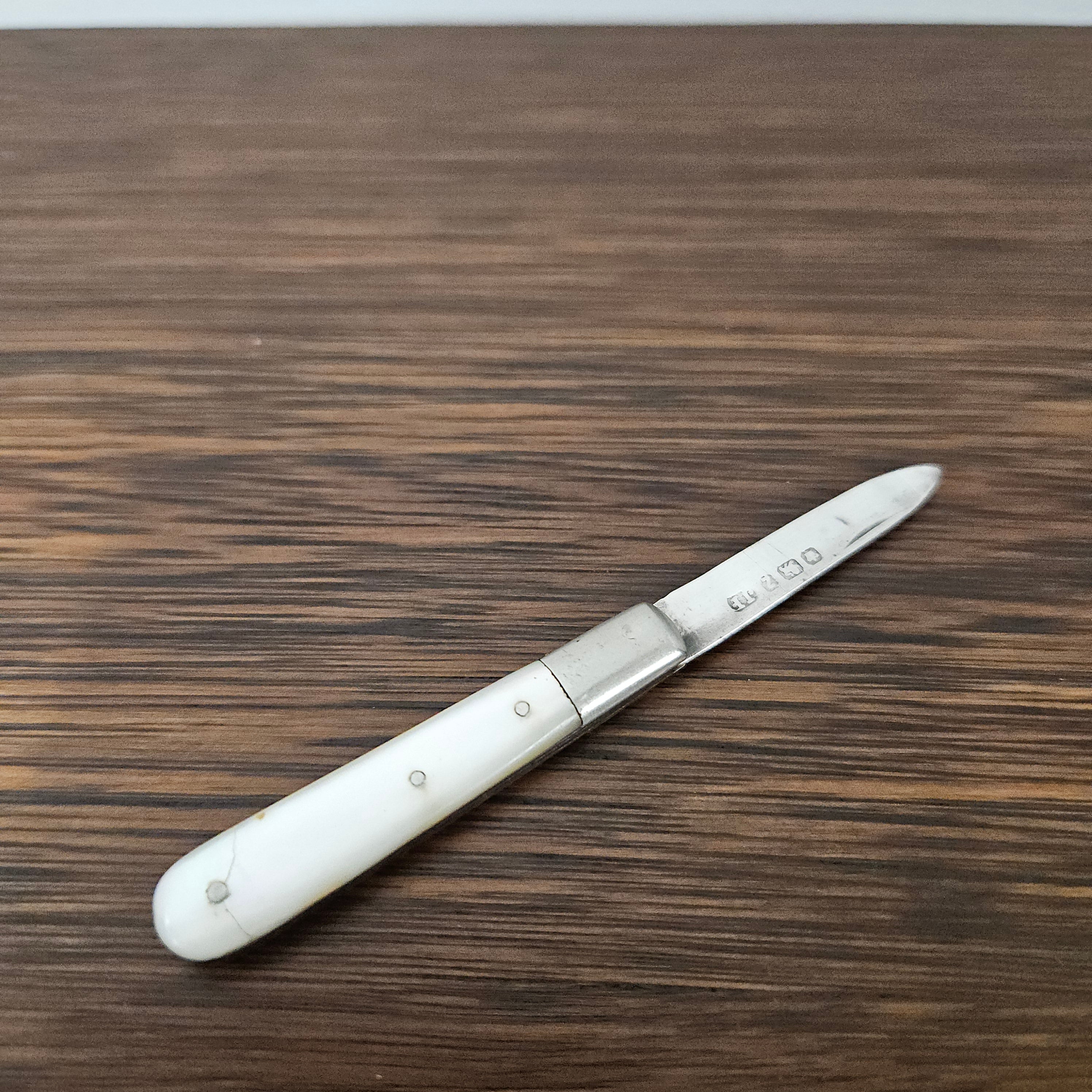 Sterling Silver & Mother of Pearl Miniature Fruit Knife | Antique & Vintage | Moonee Ponds Antiques | Australia Wide Delivery