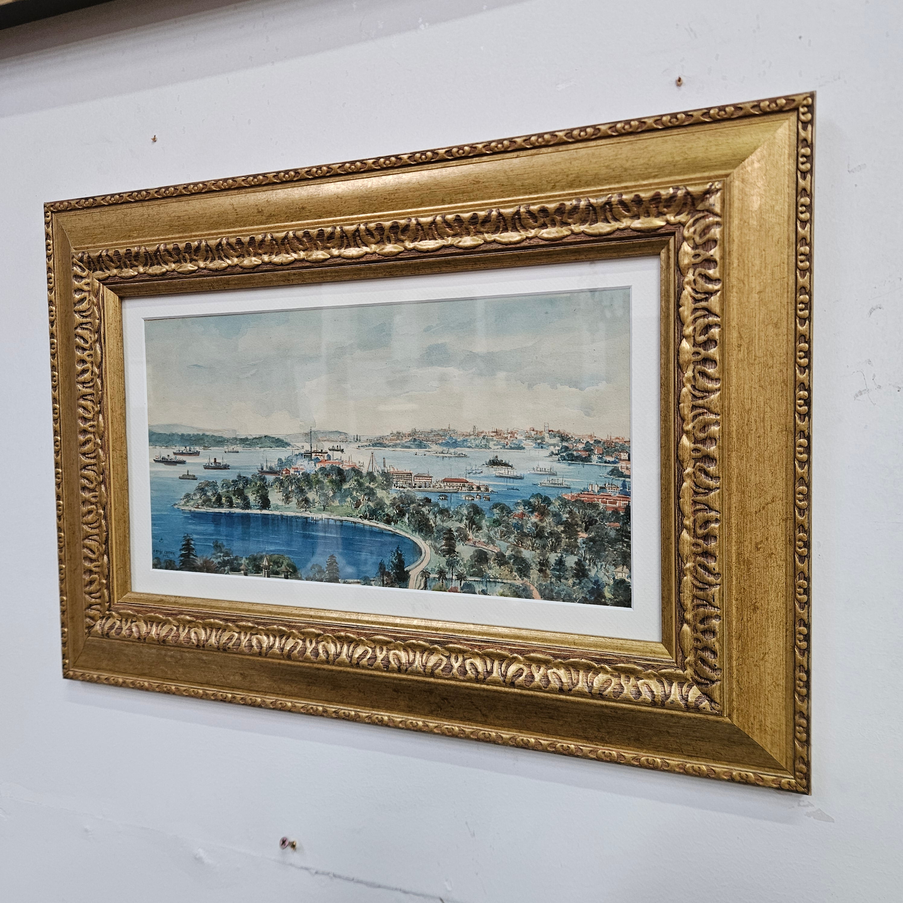 Signed Watercolour of Sydney Harbour 1932 | Antique & Vintage | Moonee Ponds Antiques | Australia Wide Delivery