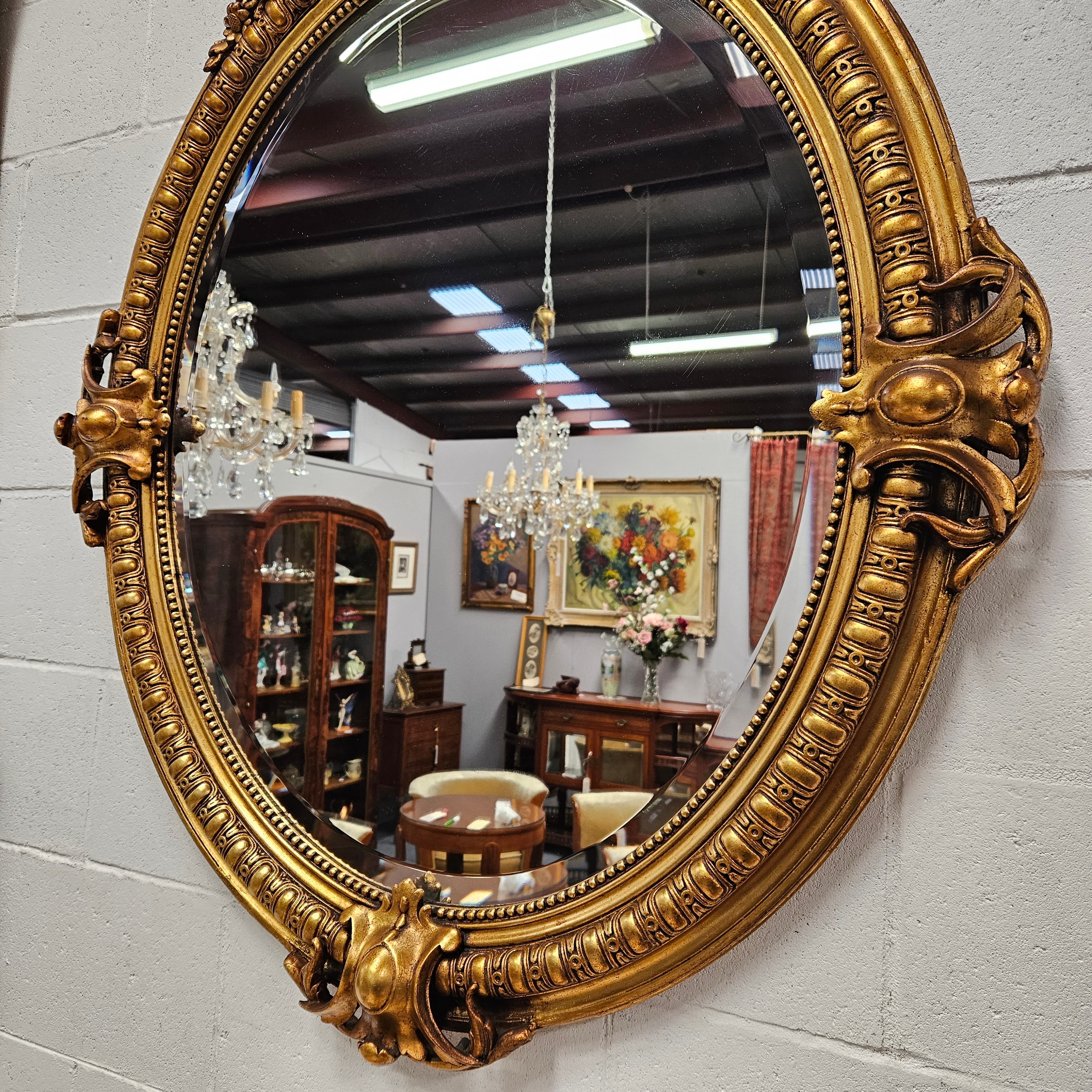 19th Century Gilt Louis XV Style Oval Bevelled Mirror | Antique & Vintage | Moonee Ponds Antiques | Australia Wide Delivery