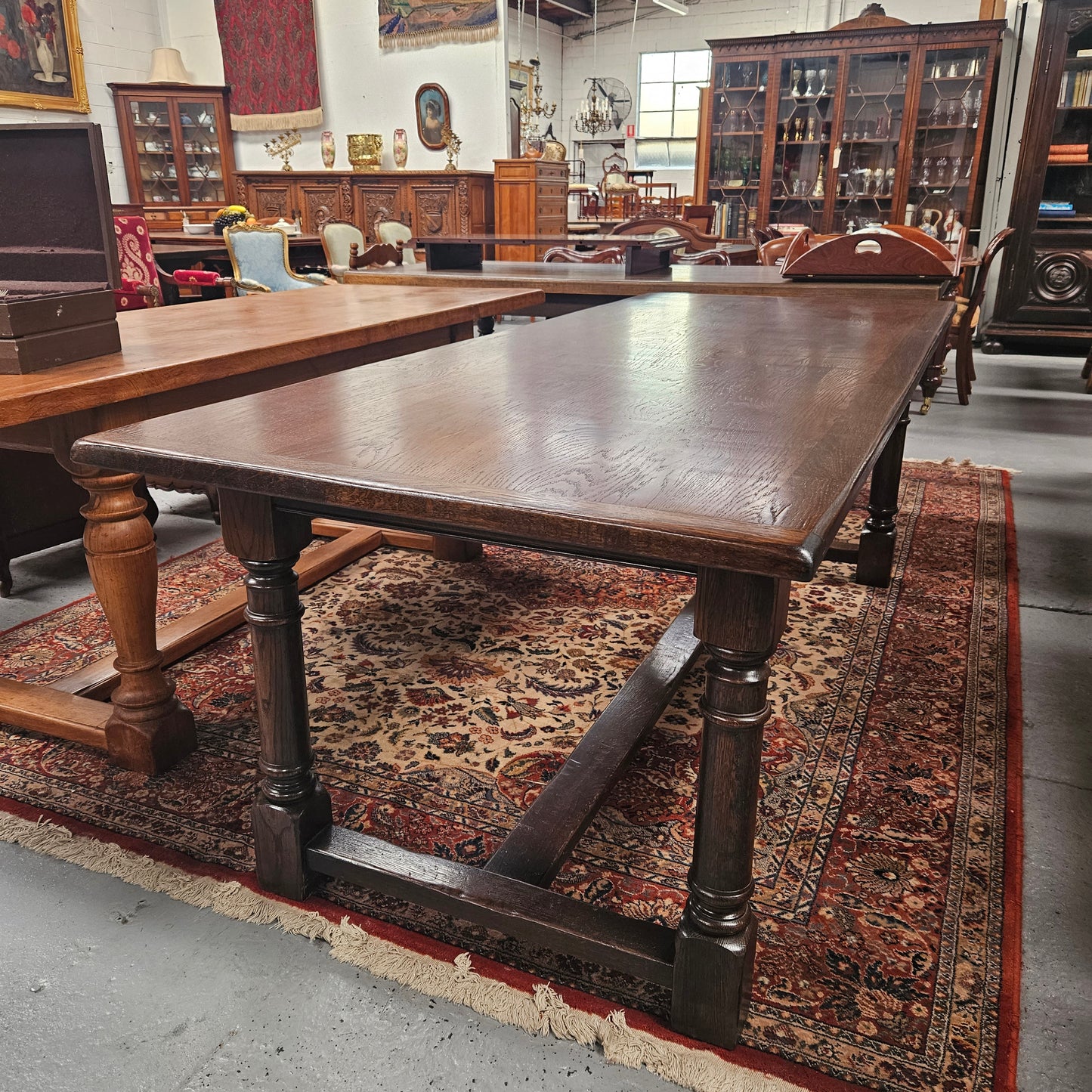 Dark Oak French Pedestal Base Dining Table