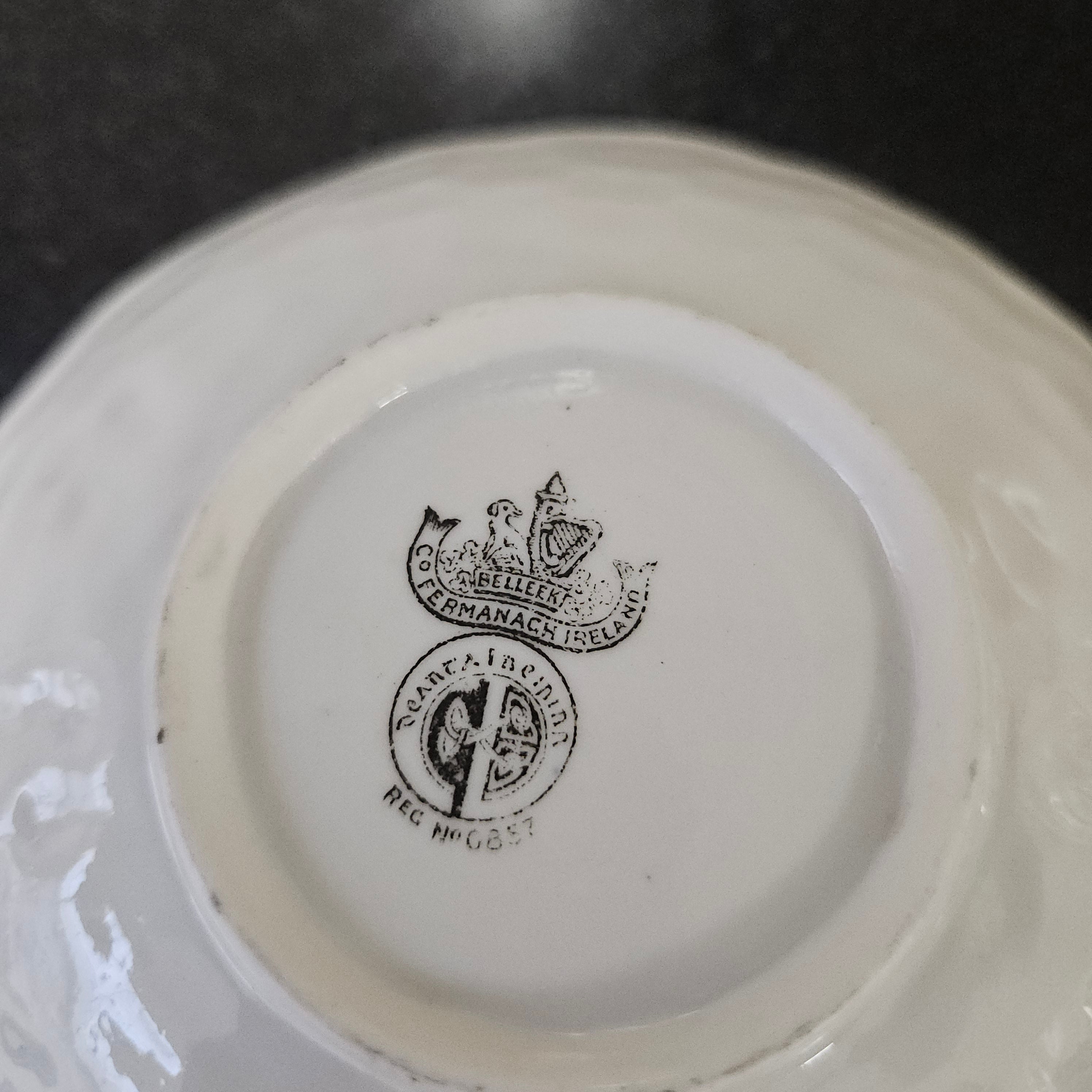 Belleek Shallow Dish With Shamrock Pattern. | Antique & Vintage | Moonee Ponds Antiques | Australia Wide Delivery