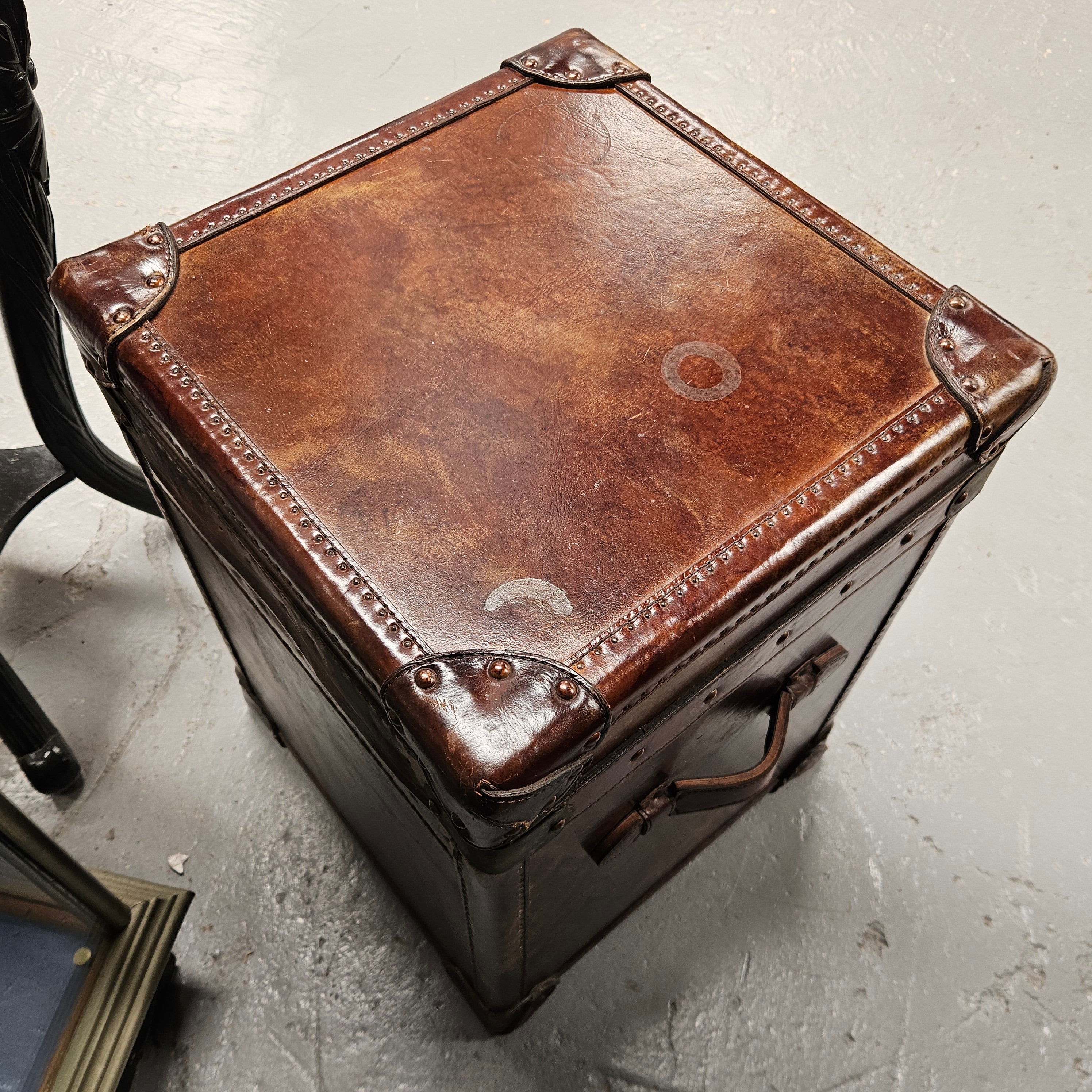 Portable Leather Filing Cabinet / Side Table | Antique & Vintage | Moonee Ponds Antiques | Australia Wide Delivery