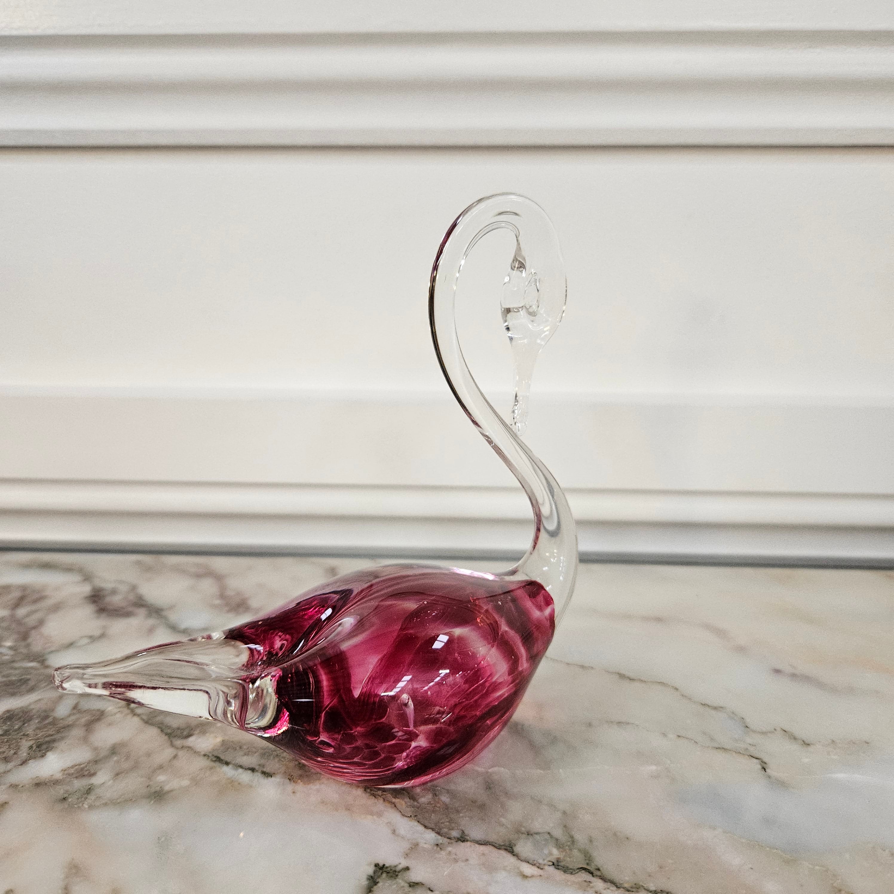 Stunning Vintage Deep Cranberry Murano Glass Sommerso Swan | Antique & Vintage | Moonee Ponds Antiques | Australia Wide Delivery