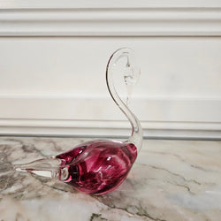 Stunning Vintage Deep Cranberry Murano Glass Sommerso Swan | Antique & Vintage | Moonee Ponds Antiques | Australia Wide Delivery
