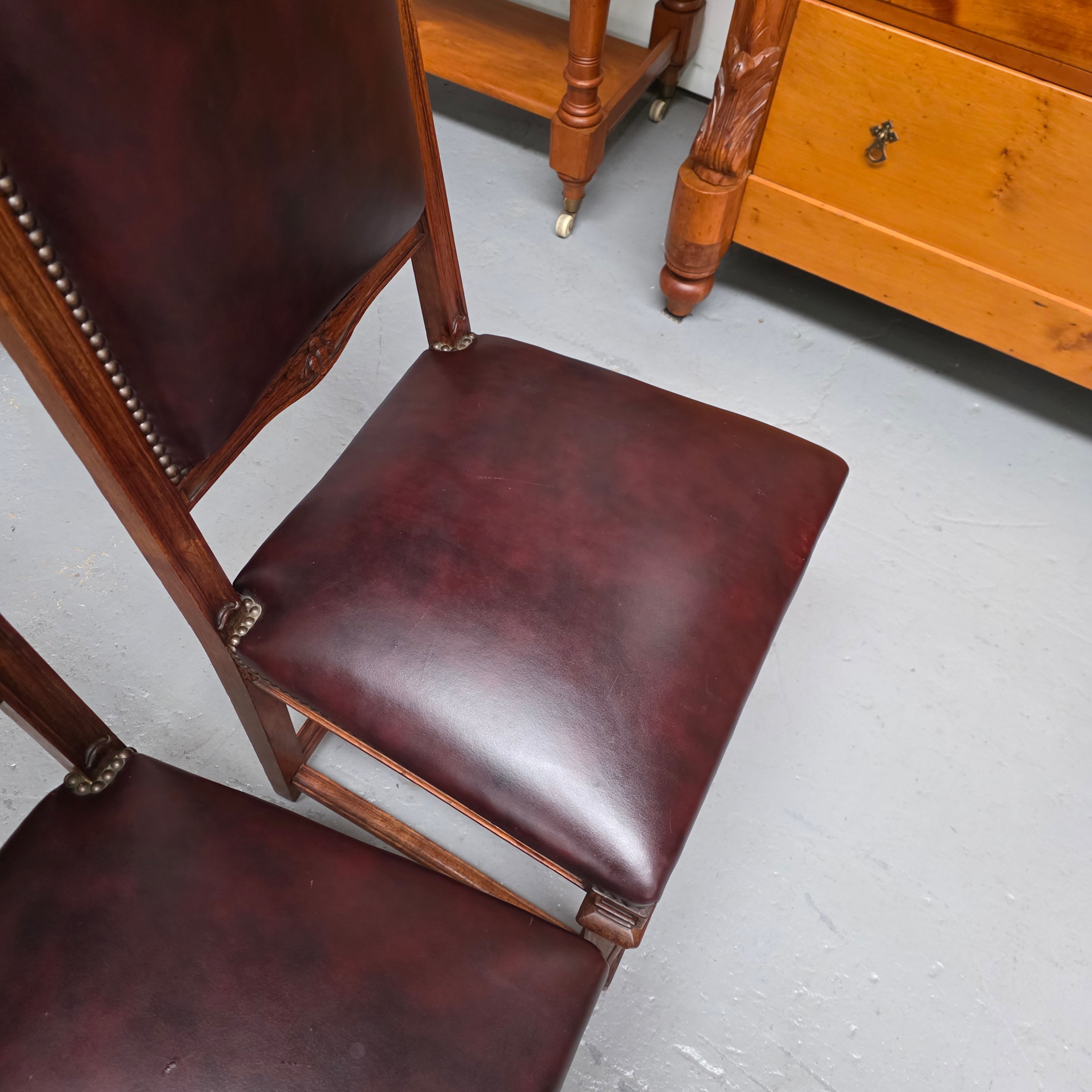 Set of Six Art Nouveau Style Faux Leather Dining Chairs | Antique & Vintage | Moonee Ponds Antiques | Australia Wide Delivery