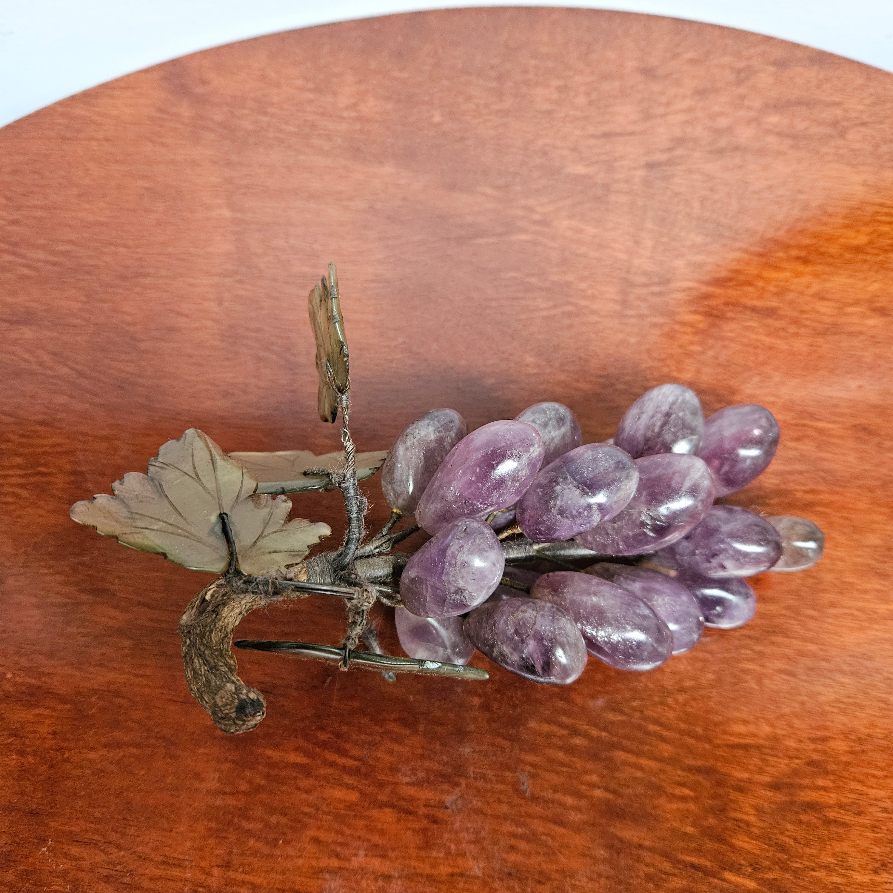 Vintage Cluster Of Amethyst And Jade Grapes And Leaves