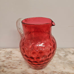 Victorian Cranberry Glass Pitcher Jug