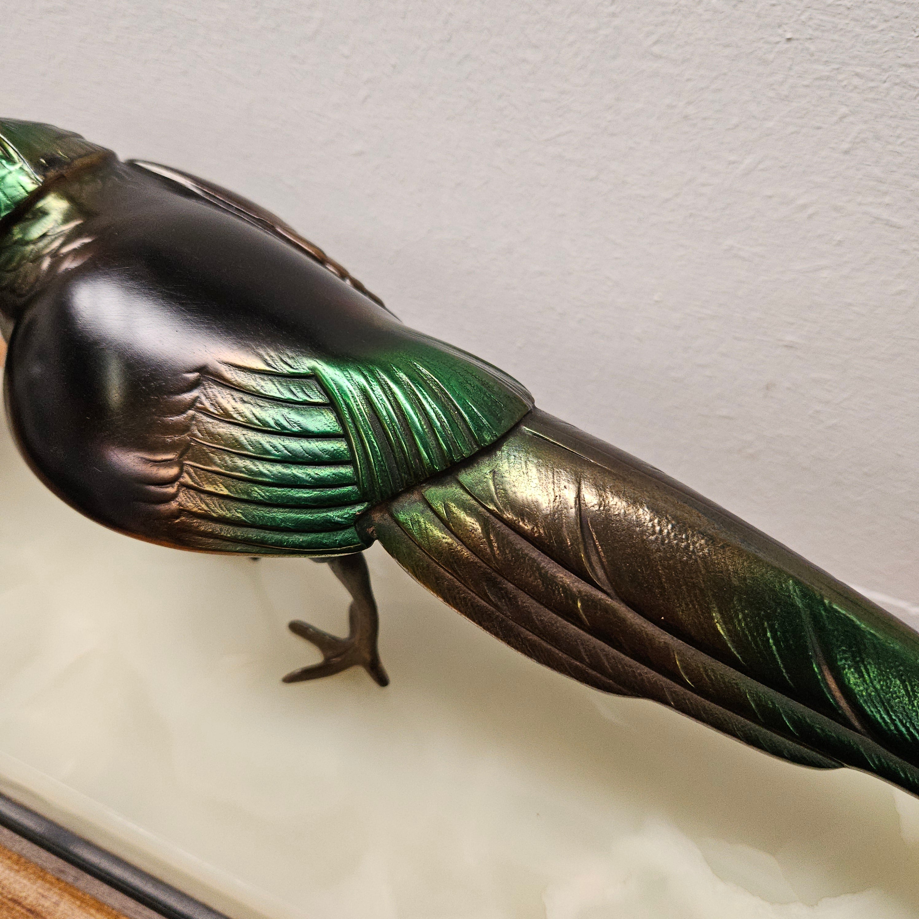 French Art Deco Pair Of Spelter Pheasants On A Marble Plinth | Antique & Vintage | Moonee Ponds Antiques | Australia Wide Delivery