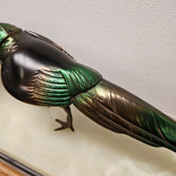 French Art Deco Pair Of Spelter Pheasants On A Marble Plinth | Antique & Vintage | Moonee Ponds Antiques | Australia Wide Delivery