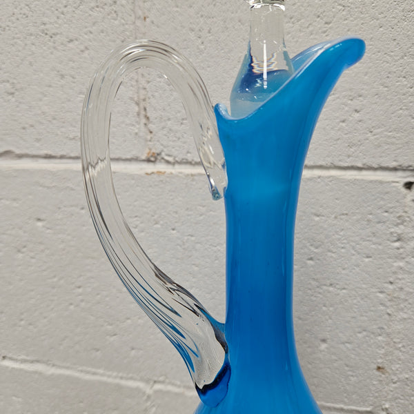 Stunning vintage retro Italian blue and clear art glass genie bottle decanter, it is in great original condition.