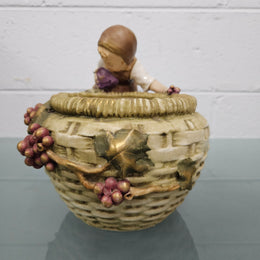 Antique Amphora  Bowl with Girl & Cat & Doll