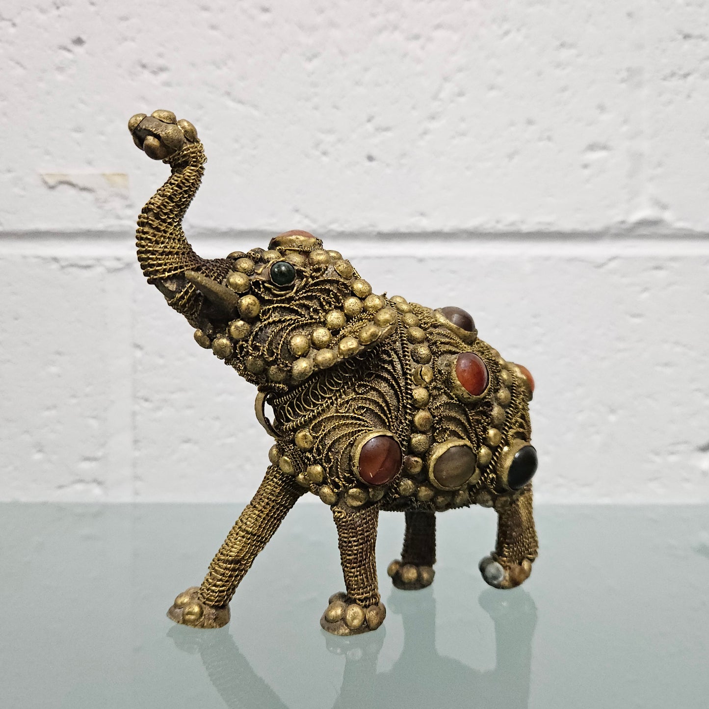 Bronze, Agate, Brass Ceremonial Elephant