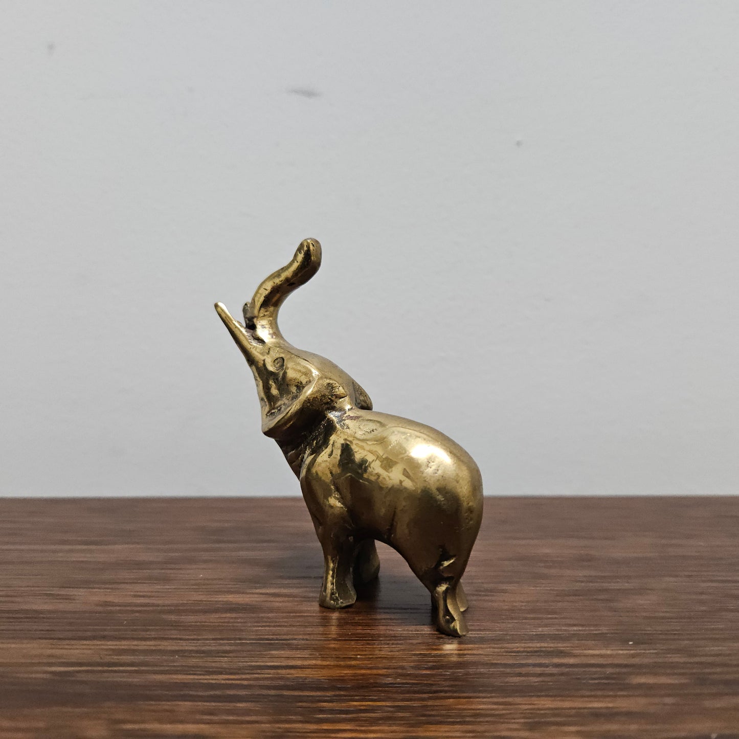 Vintage Brass Elephant With Raised Trunk