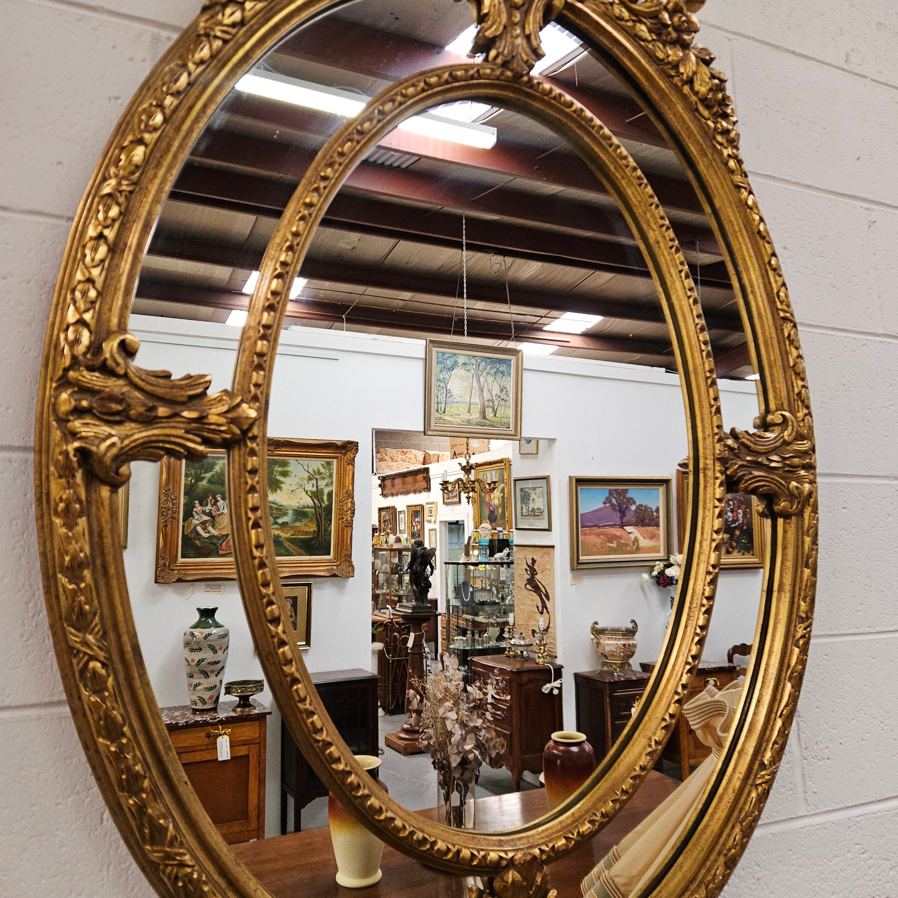 Rare Decorative Late 19th Century Oval Gilt Cushion Mirror | Antique & Vintage | Moonee Ponds Antiques | Australia Wide Delivery