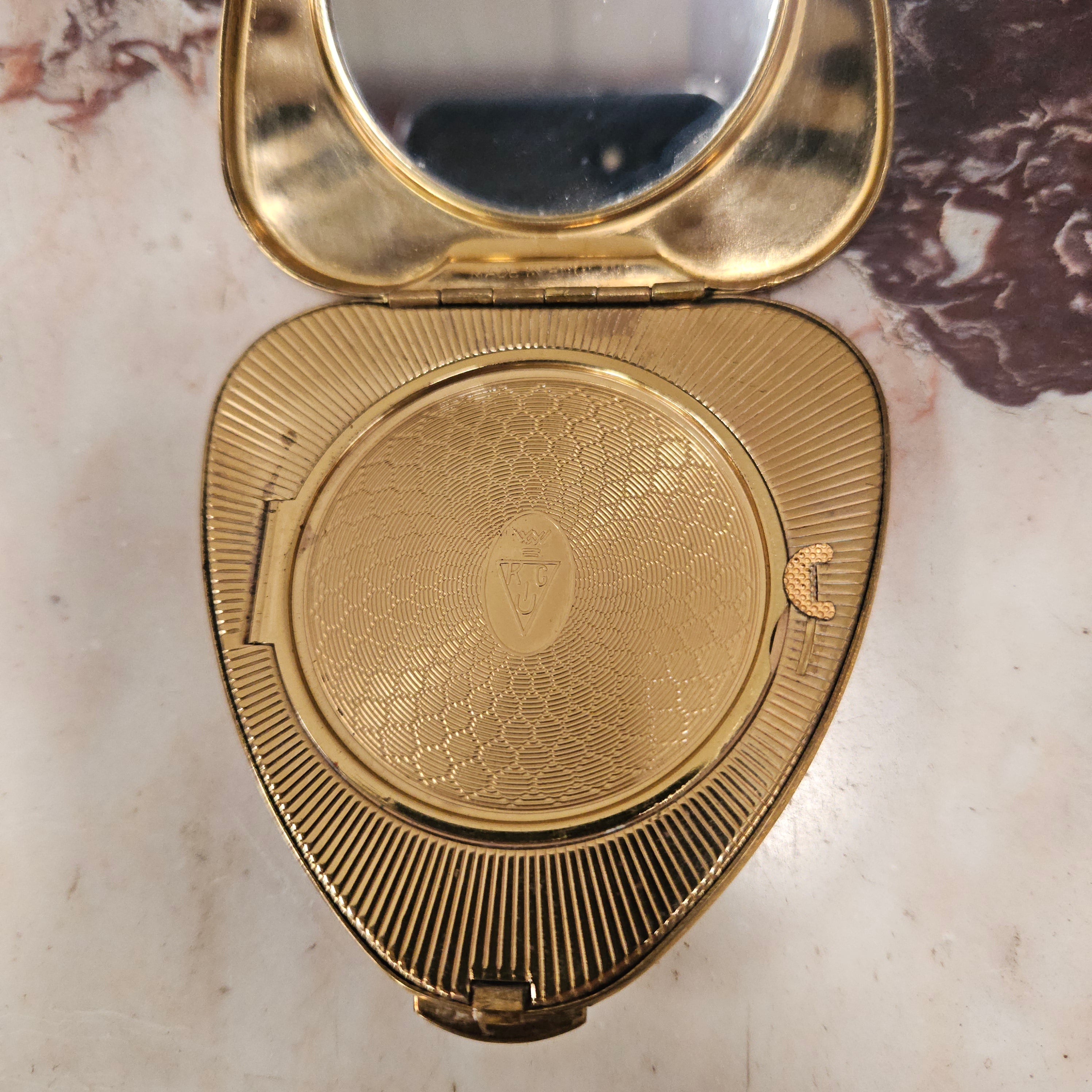 "Cherie" Kigu Heart Shaped Compact. | Antique & Vintage | Moonee Ponds Antiques | Australia Wide Delivery
