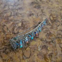 Antique Silver Filigree Chinese Finger Guard Brooch