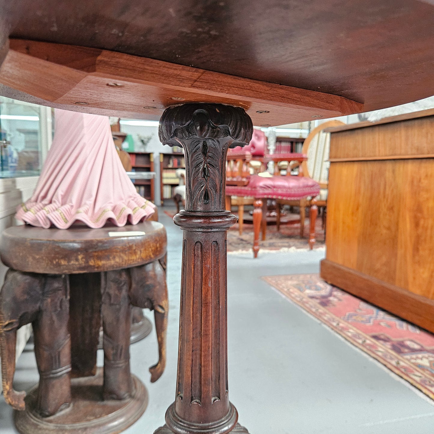 Victorian Marble Top & Carved Walnut Base Occasional Table