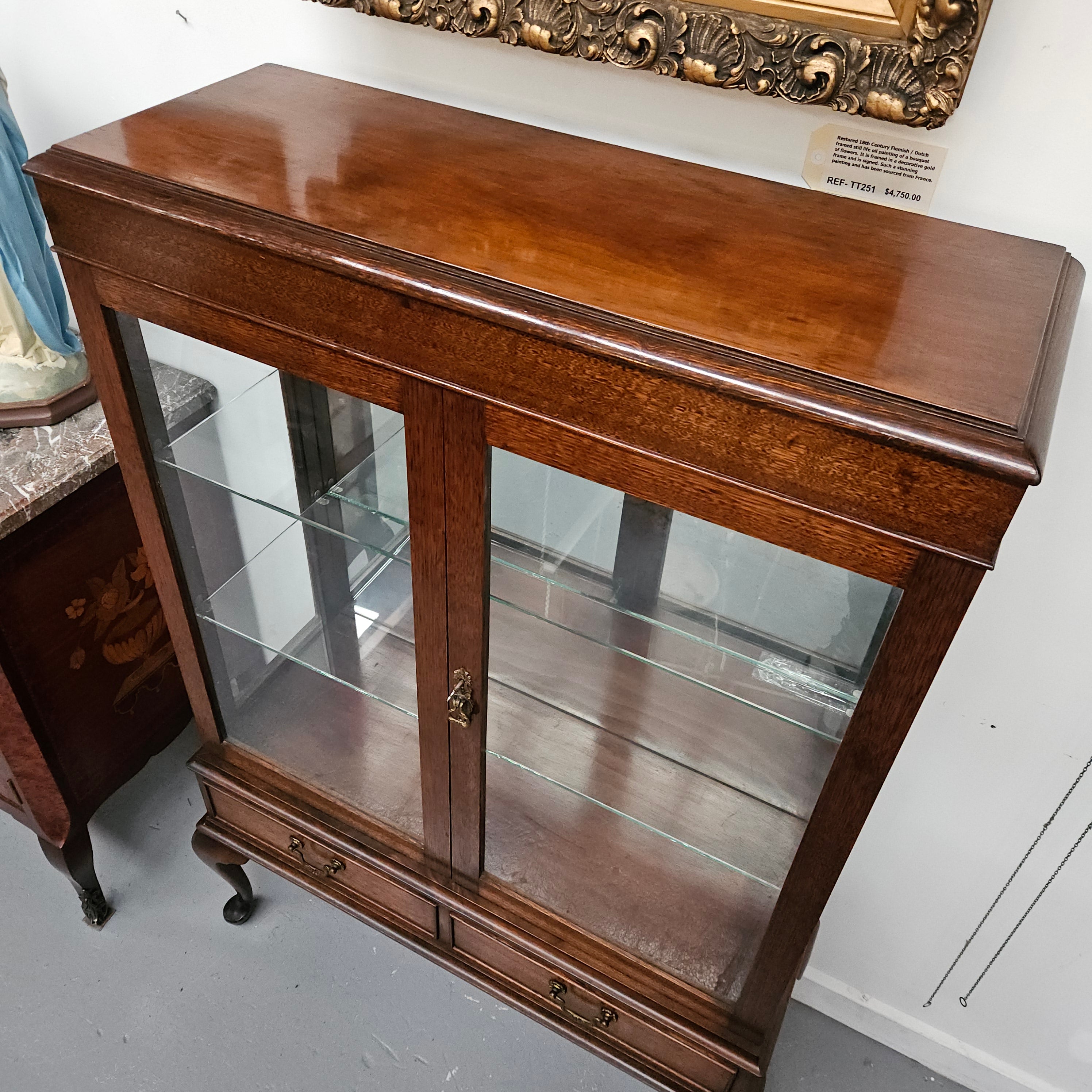 Two Door Display Cabinet With Two Drawers | Antique & Vintage | Moonee Ponds Antiques | Australia Wide Delivery