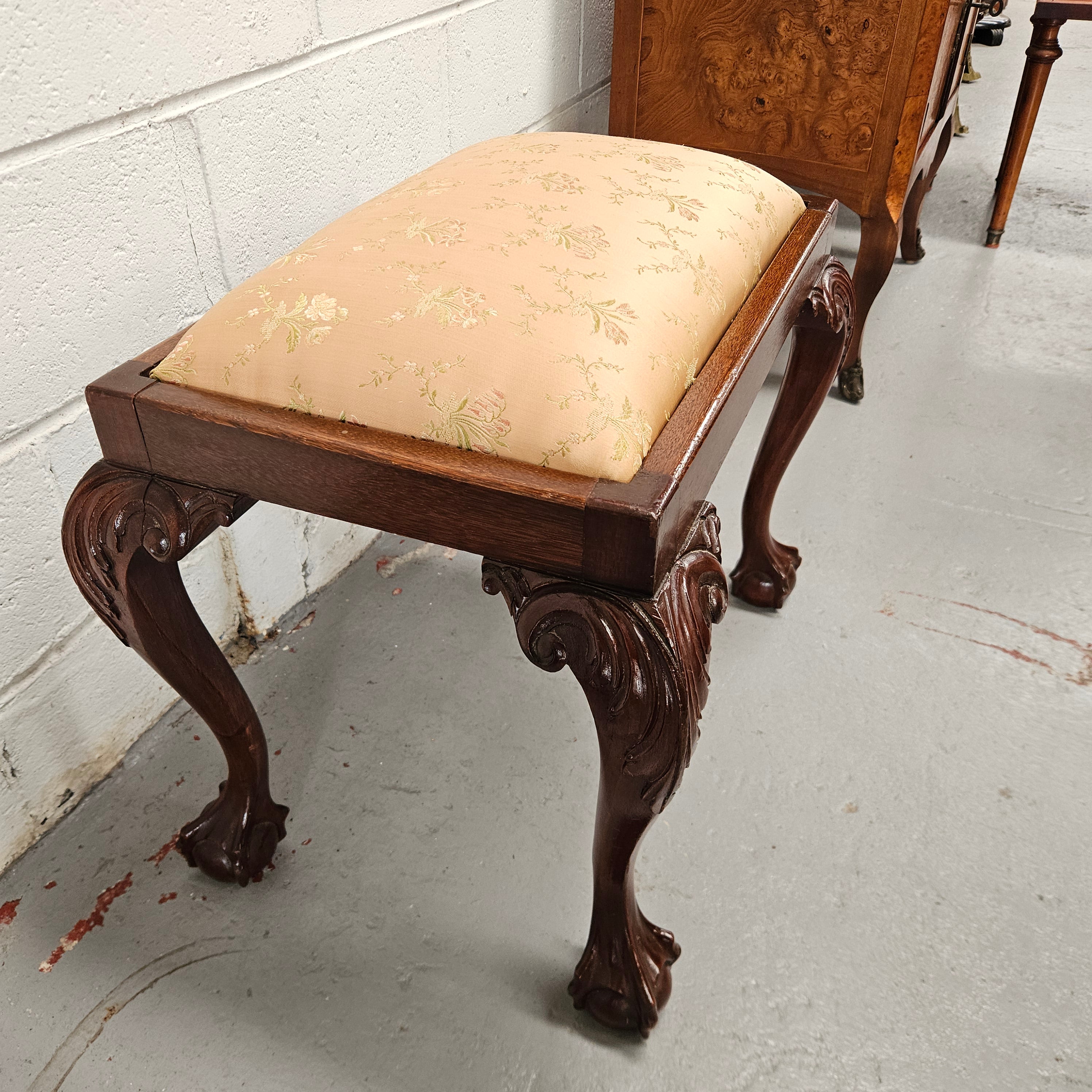 Vintage Chippendale Style Upholstered Stool | Antique & Vintage | Moonee Ponds Antiques | Australia Wide