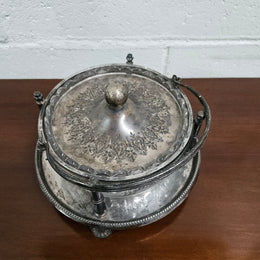 Victorian Walker & Hall Silver & Glass Insert Butter Dish