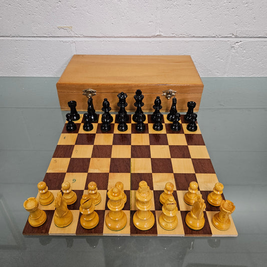 Vintage French Boxed Wooden Chess Set