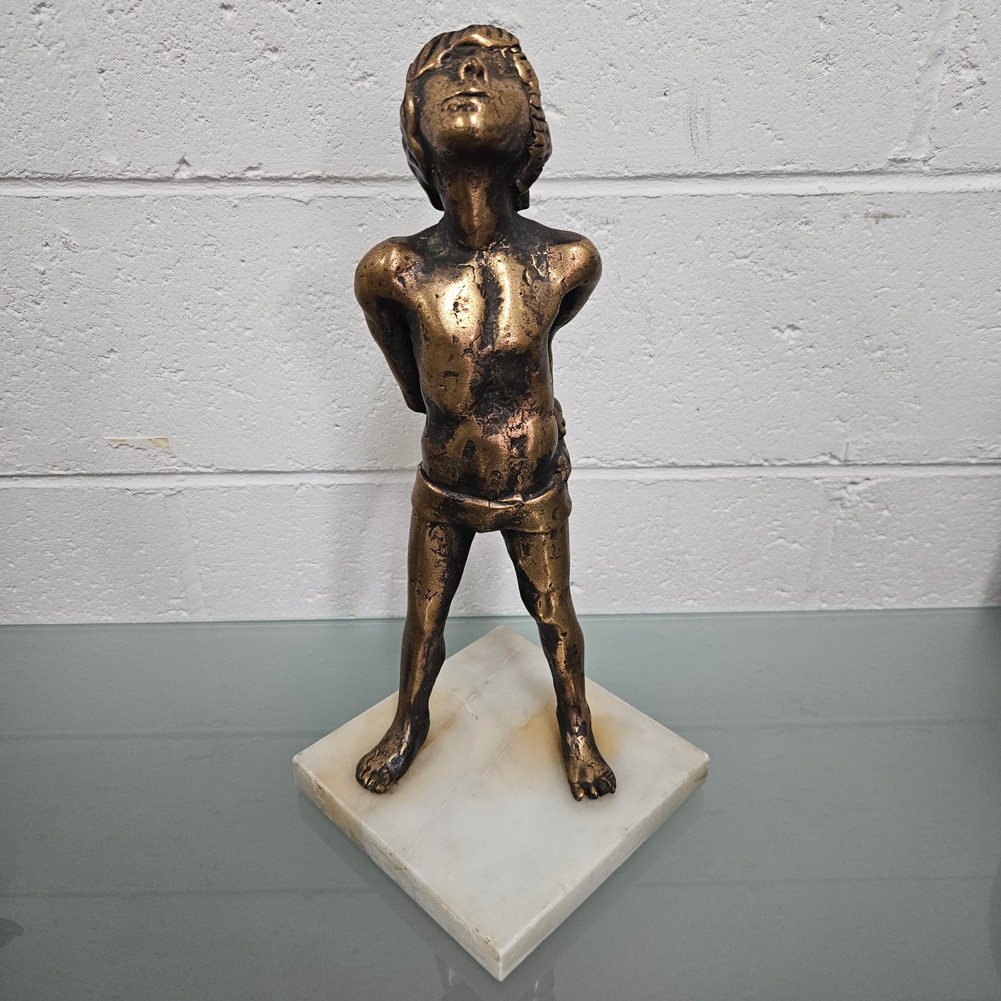 Mid Century Modern Bronze Of Young Boy