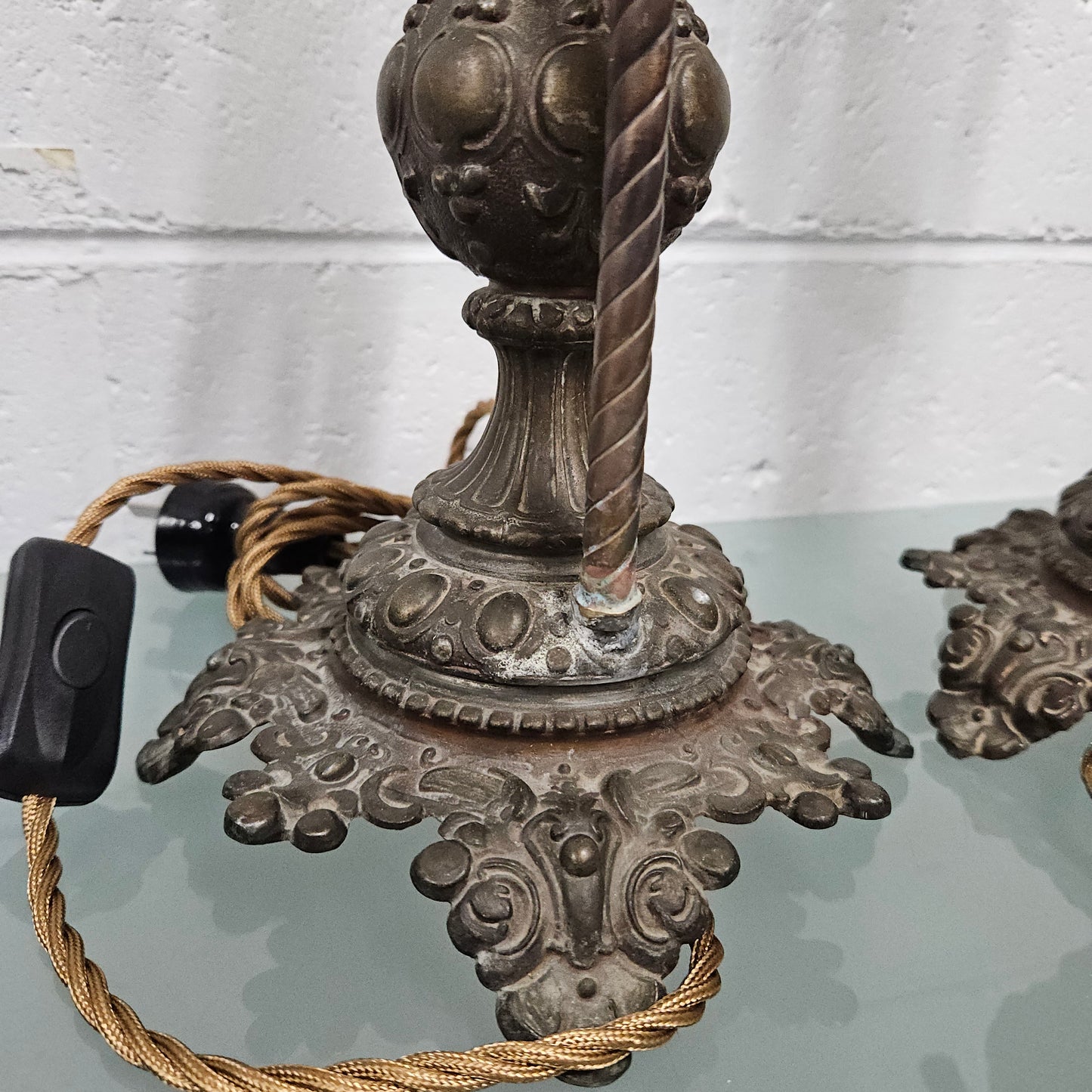 Antique Pair of Decorative Cherub Table Lamps