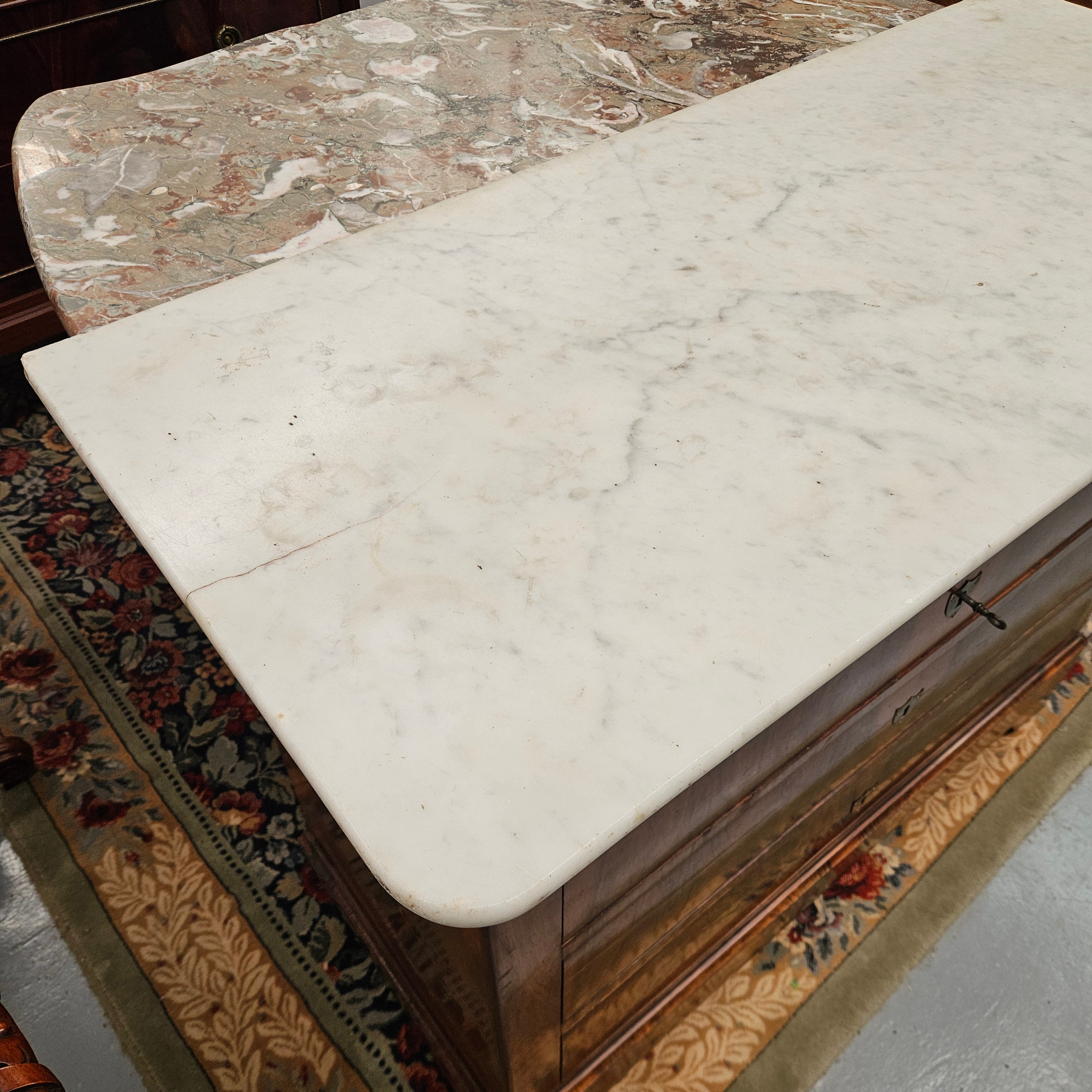 19th Century Louis Phillipe Chest of Figured Walnut and Marble Top | Antique & Vintage | Moonee Ponds Antiques | Australia Wide Delivery