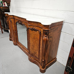 Elegant Figured Walnut Crendza With Marble Top
