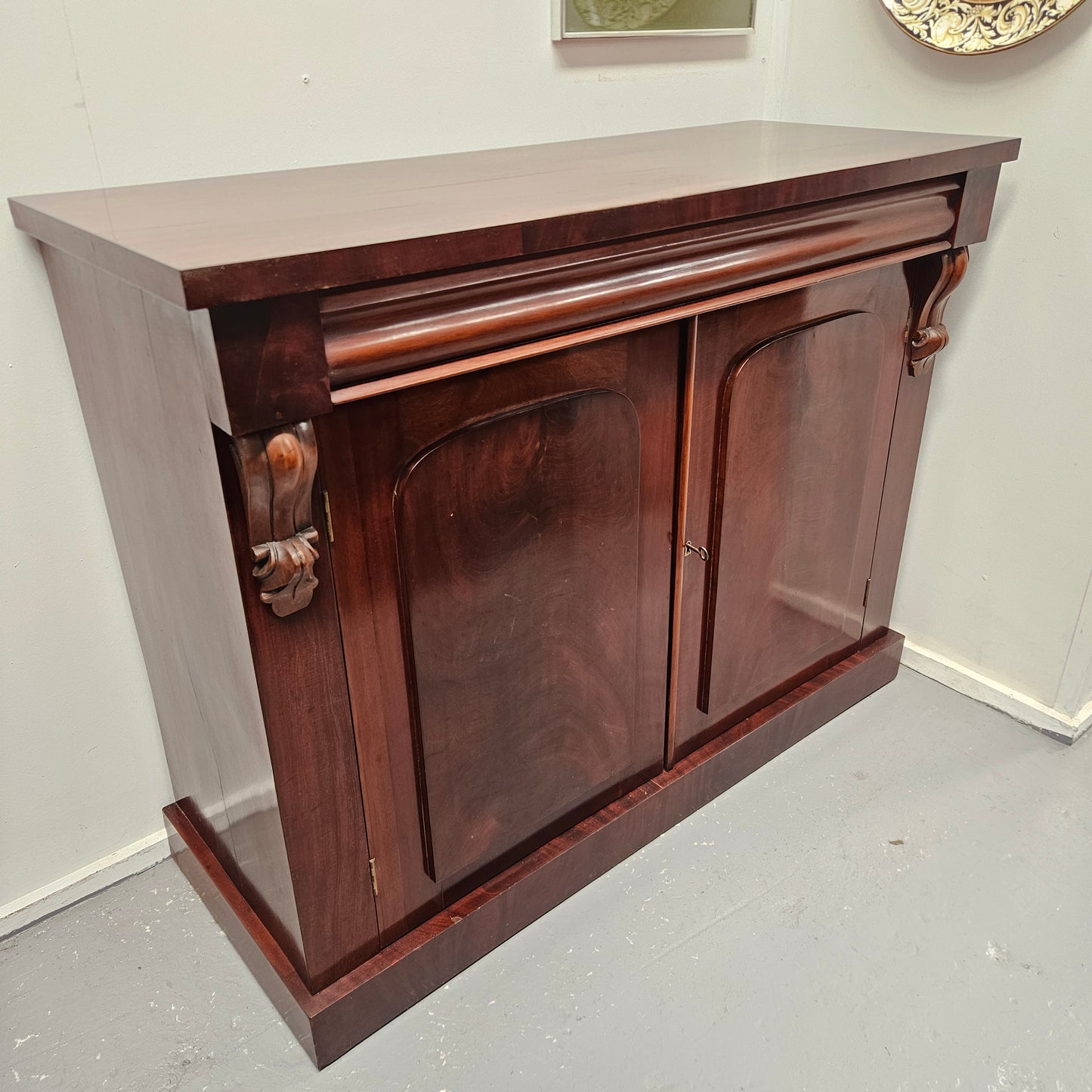 Solid Mahogany Two Door Cabinet With Drawer