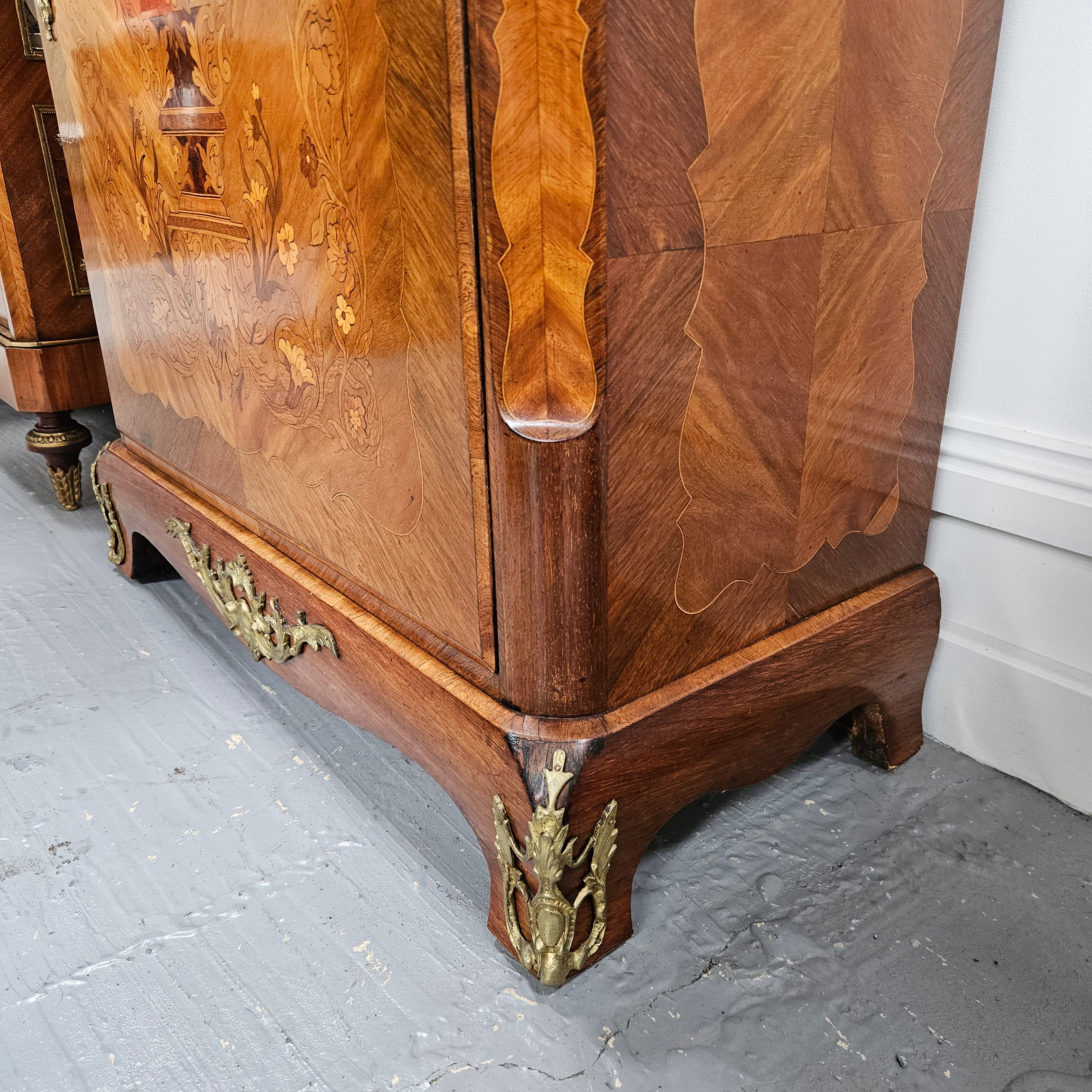 Elegant French Transitional Style Walnut & Kingwood Salon Cabinet with Marquetry Inlay | Antique & Vintage | Moonee Ponds Antiques | Australia Wide Delivery